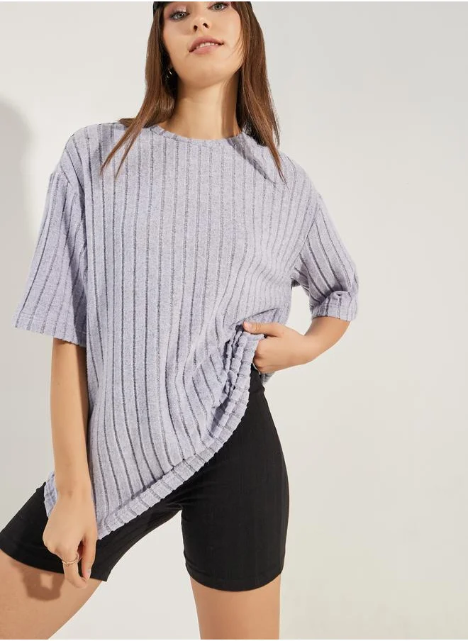 ستايلي Oversized Soft Touch Ribbed T-Shirt