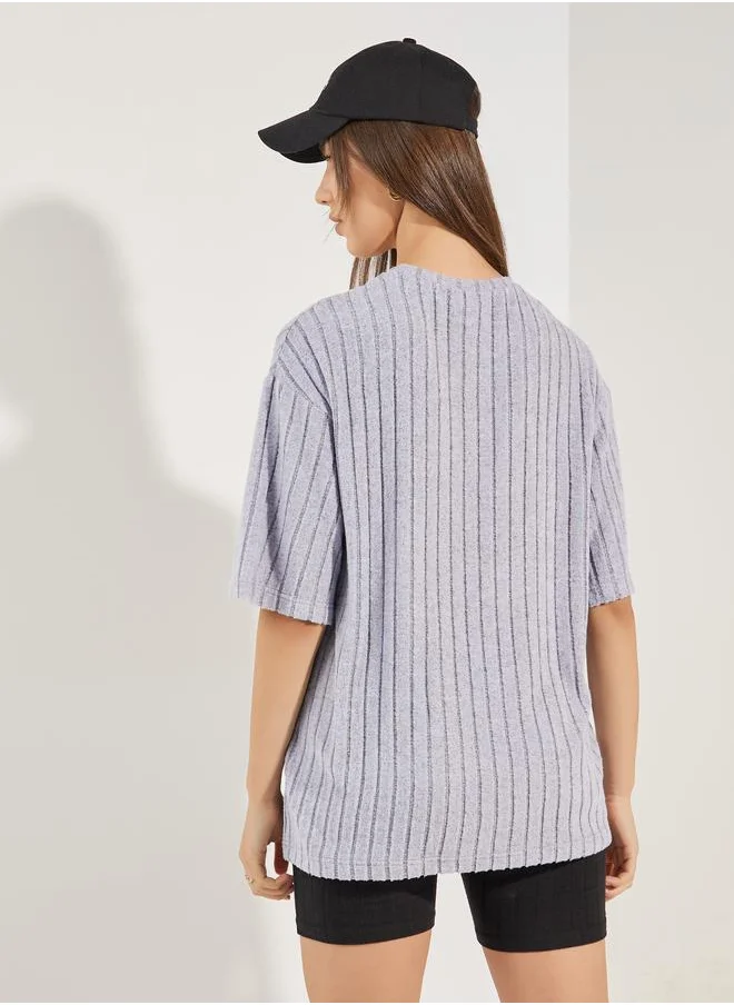 ستايلي Oversized Soft Touch Ribbed T-Shirt
