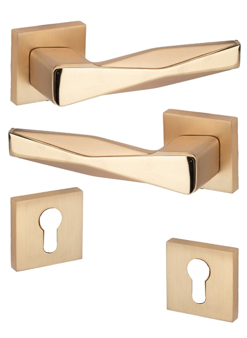Lozan Heavy Door Handles Pair Golden 