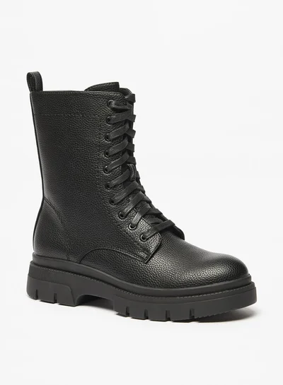 MISSY Women's Solid Boots with Zip Closure and Pull Tabs