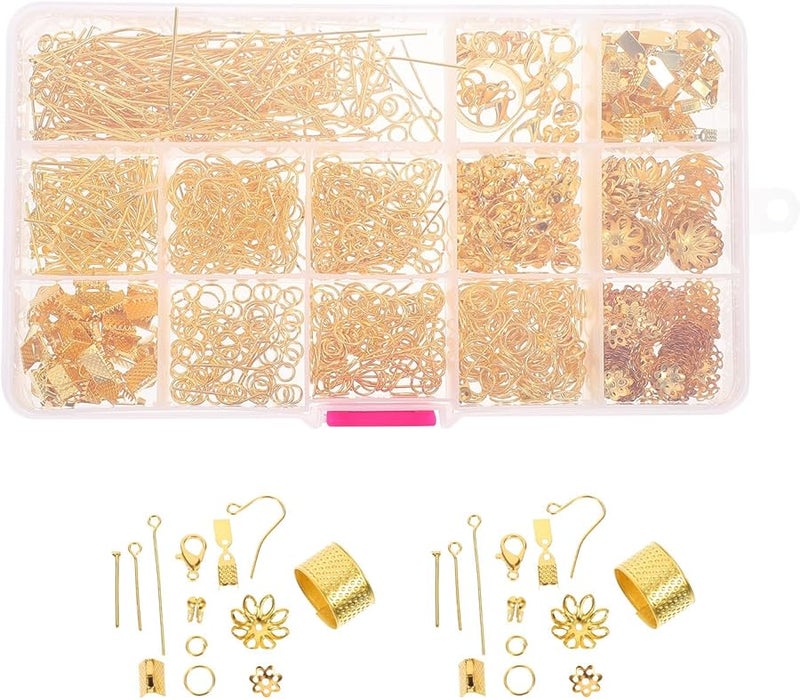 طقم صنع خطافات وأزرار الأقراط الذهبية للمبتدئين والكبار من أدوات صنع المجوهرات - Image 2