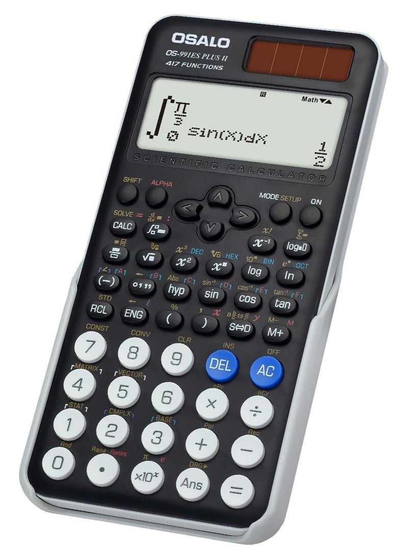 OSALO Scientific Calculator OS 991ES Plus 417 Function 10+2 Digits Written Display Solar and Battery Calculator Protective Case for School Black  Multocolour  - Image 2