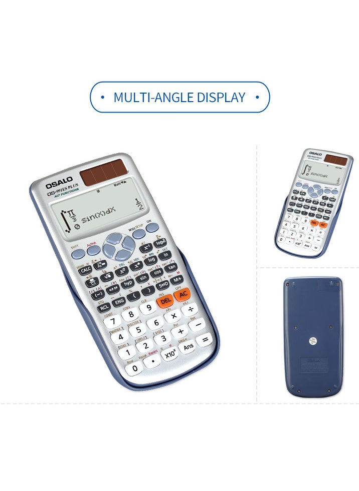 OSALO Scientific Calculator OS 991ES Plus 417 Function 10+2 Digits Written Display Solar and Battery Calculator Protective Case for School Black  Multocolour  - Image 5