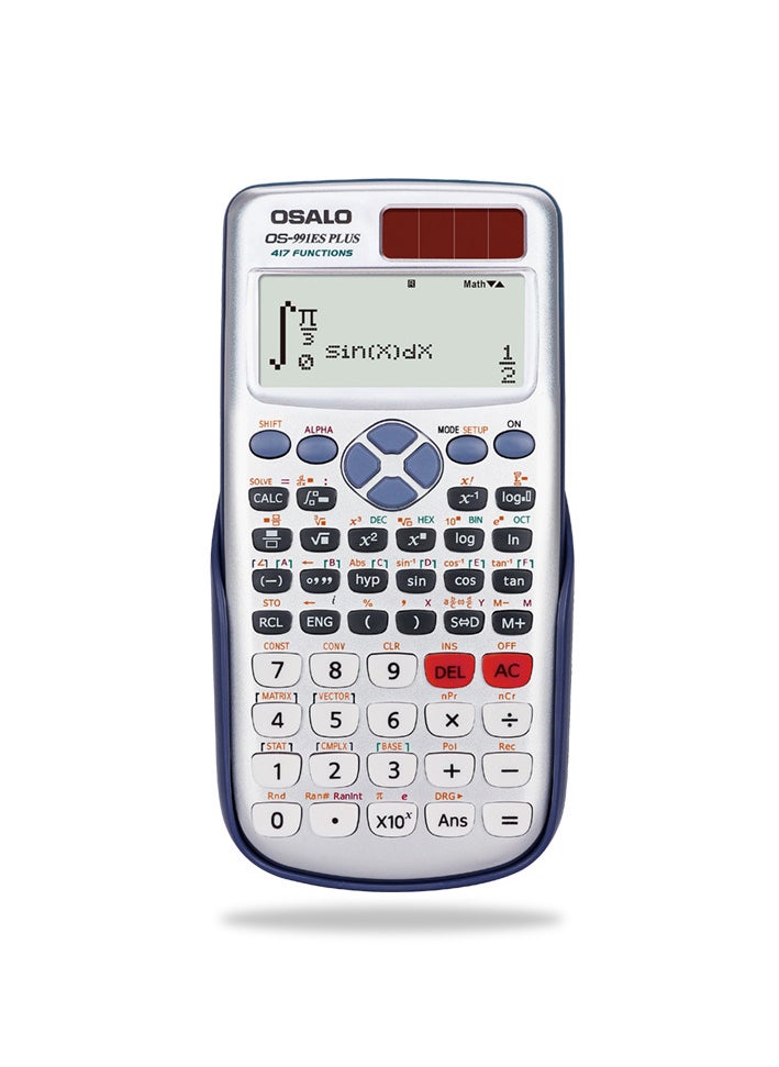 OSALO - Scientific Calculator OS 991ES Plus 417 Function 10+2 Digits Written Display Solar and Battery Calculator Protective Case for School Black  Multocolour - Image 1