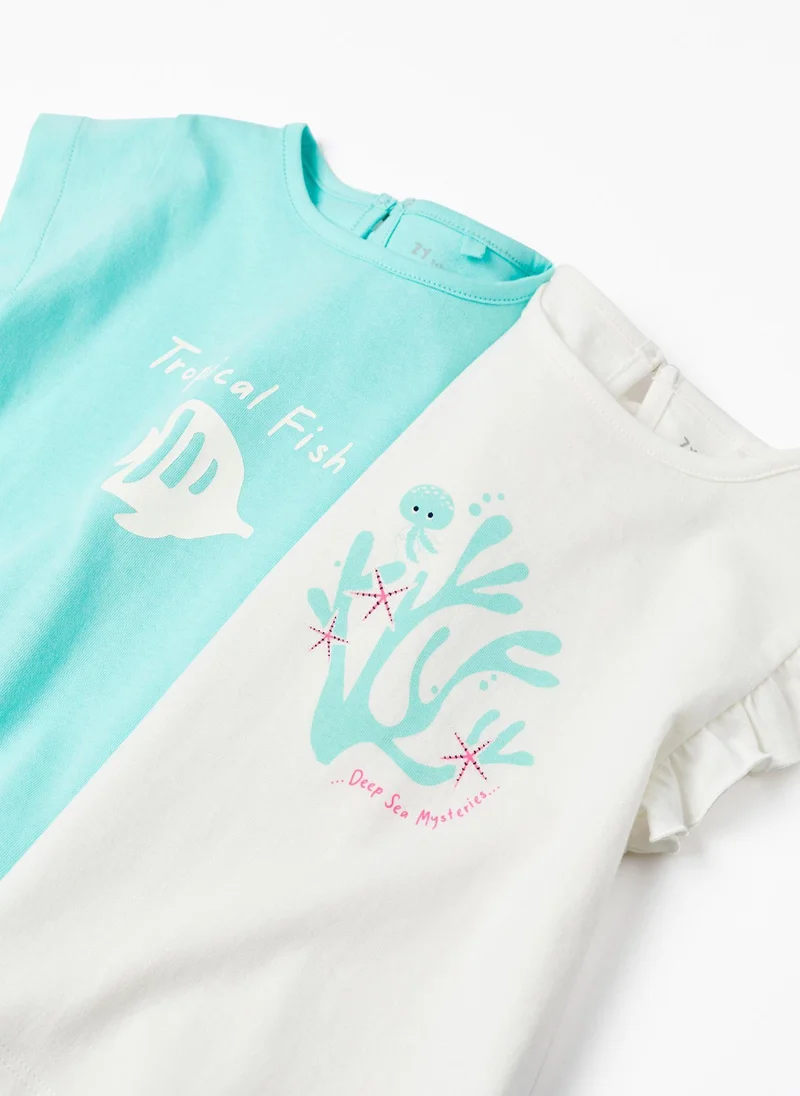 زيبي Pack 2 T-shirts for Baby Girls 'Sea Creatures'