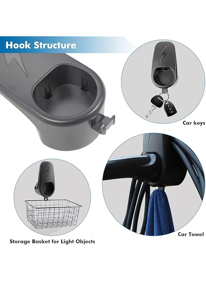 Excefore Tesla Ev Charging Cable Organizer - Wall Mount Holder For Model 3/Y/X/S Type 2 Charger & Adapter - Essential Tesla Accessories - Image 4