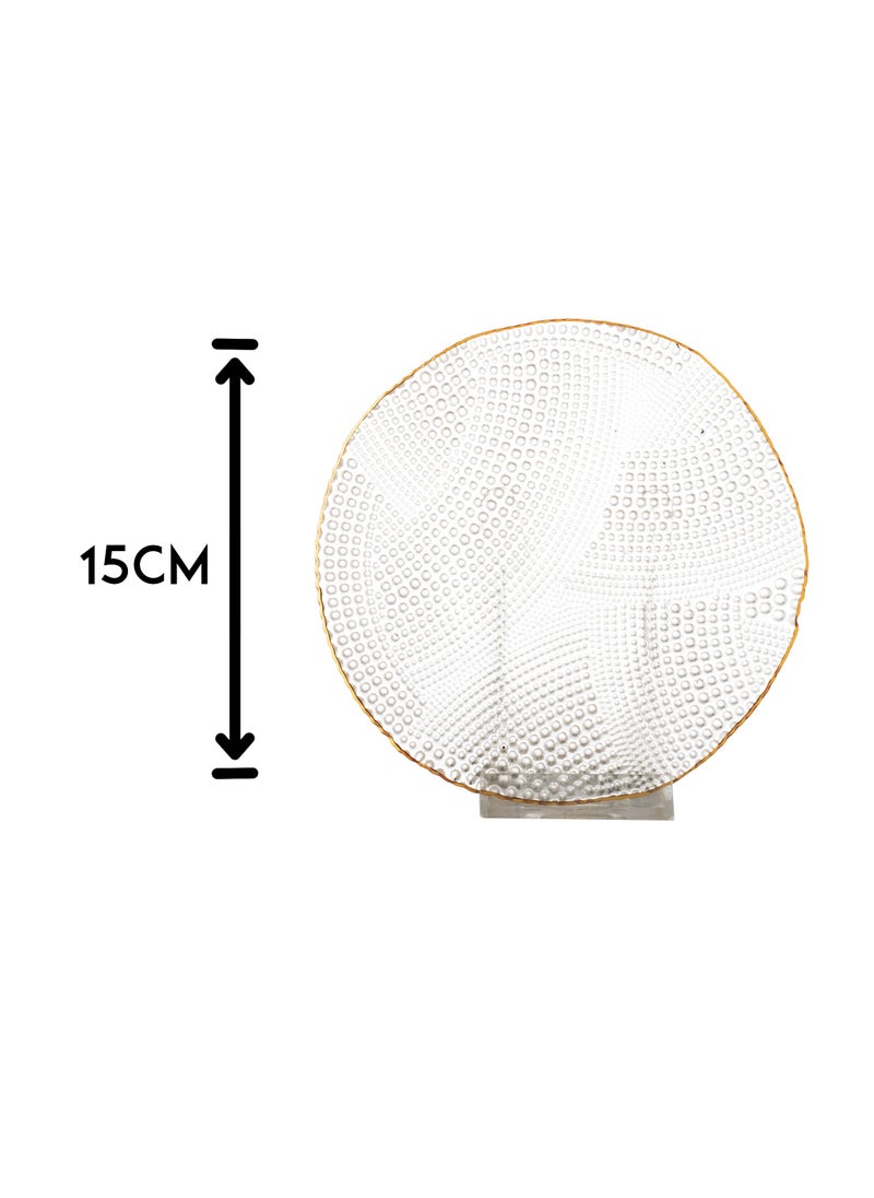 Dania - 7pcs Set Of 6 Glass Dessert Plates With 1 Metal Stand Clear 15 cm - Image 1