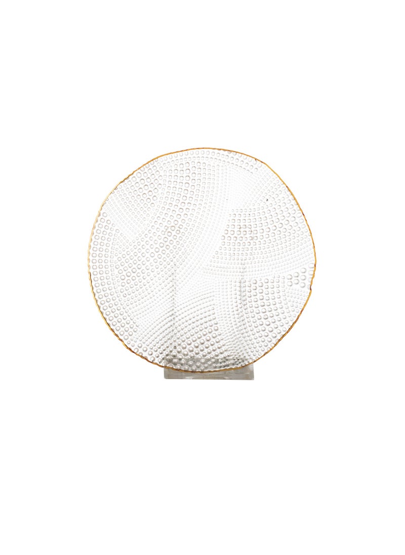 Dania - 7pcs Set Of 6 Glass Dessert Plates With 1 Metal Stand Clear 15 cm - Image 1