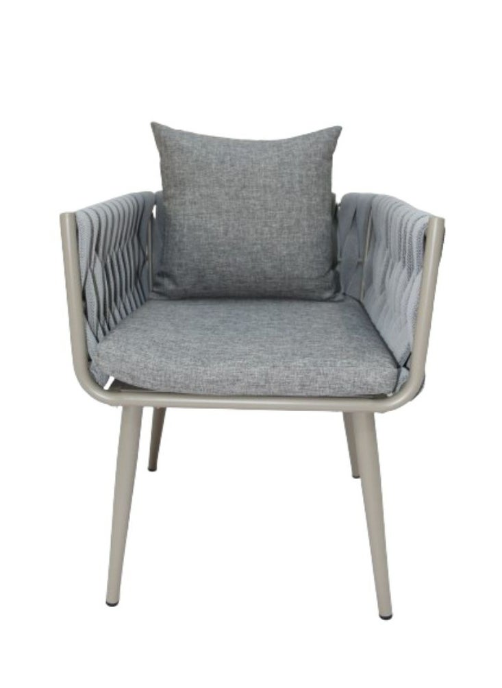 Swin Furniture - Swin Stylish Aluminum & Rope Outdoor Patio Dining Chair With Cushion Grey - Image 1
