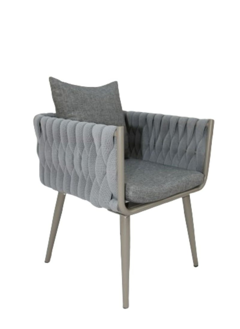 Swin Furniture - Swin Stylish Aluminum & Rope Outdoor Patio Dining Chair With Cushion Grey - Image 1
