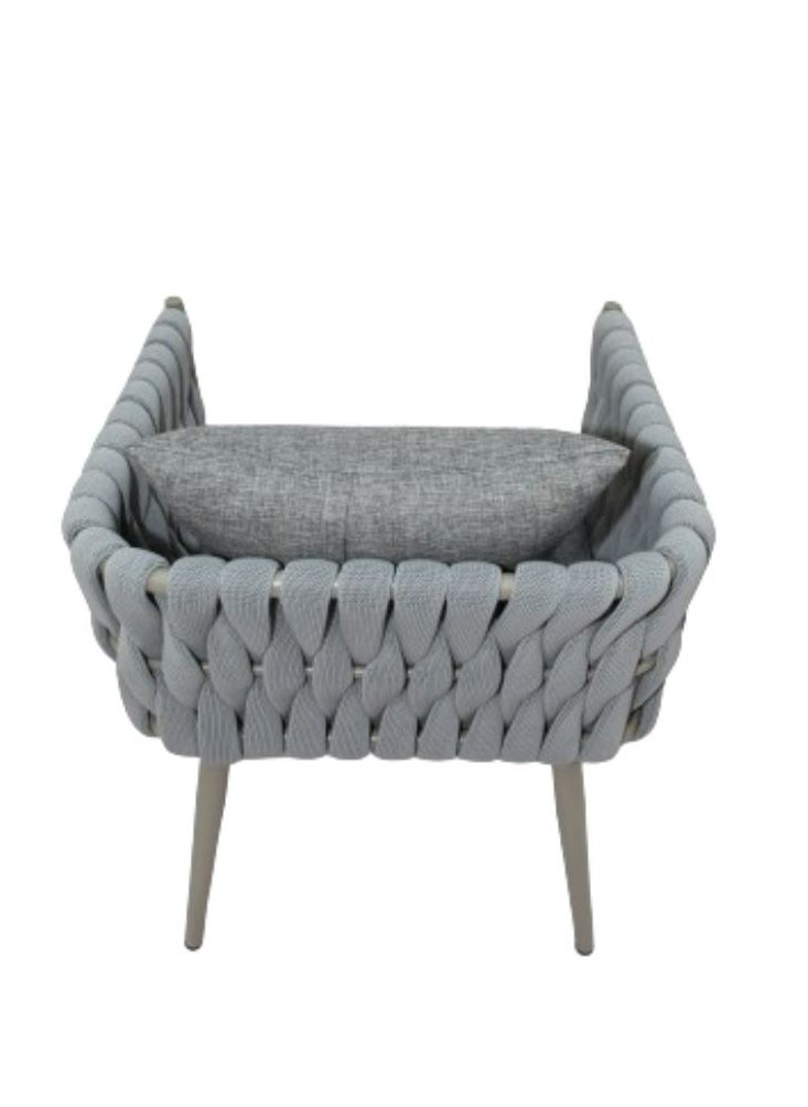 Swin Furniture - Swin Stylish Aluminum & Rope Outdoor Patio Dining Chair With Cushion Grey - Image 1