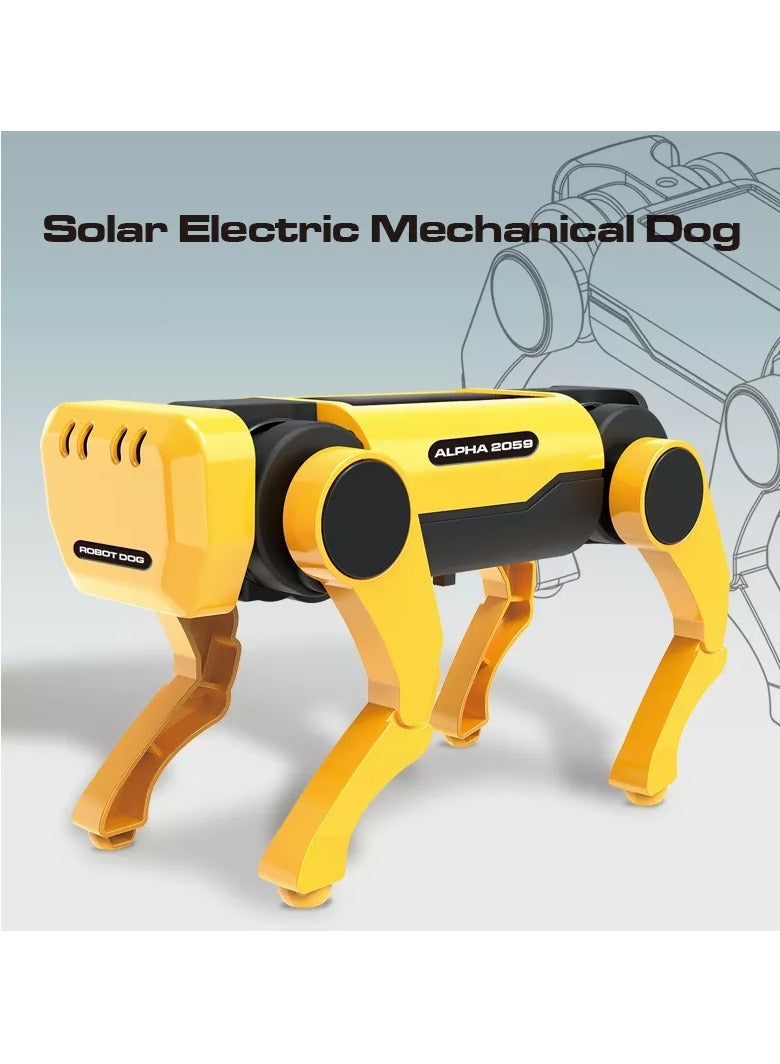 Solar Powered Electric Mechanical Dog, Science and Education Solar Energy Robot Dog, Upgraded DIY Technology Gadget for Parents Seniors, Early Development, Great Gift for Kids, (Yellow) - Image 3