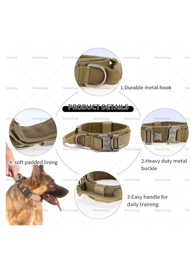 SYOSI Tactical Dog Collars Adjustable Thick Nylon Dog with Handle for Dog Training Quick Release Heavy Duty Metal Buckle Military Collar for Small Medium Large - Image 3