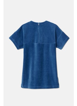 Tchibo Toddlers Girl Textured Dress, Blue  - Image 2