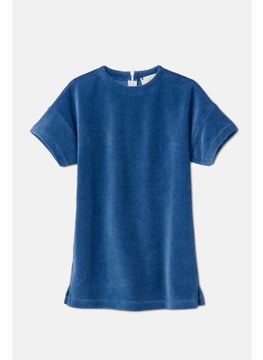Tchibo Toddlers Girl Textured Dress, Blue  - Image 3