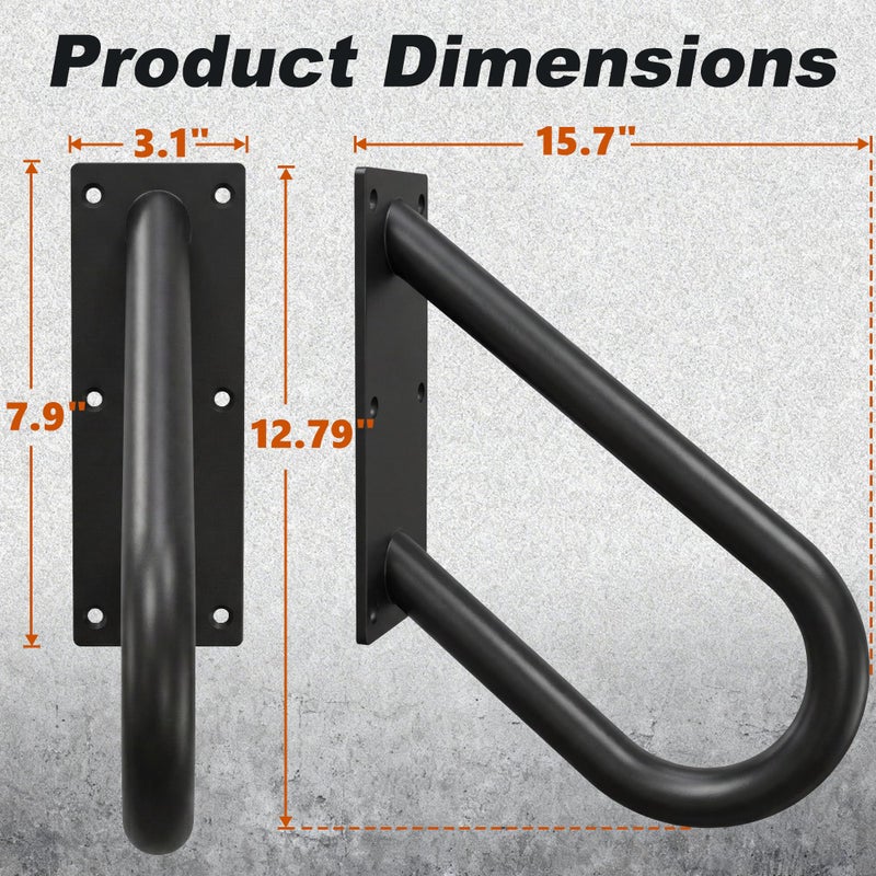 WIPHANY Handrails for Outdoor Step U Shaped Pipe Grab Hand Rails for 1-3 Steps Indoor or Outdoor Stair Wall-Mount Hand Railing for Garage Porch Patio Garden Entrance - Image 2