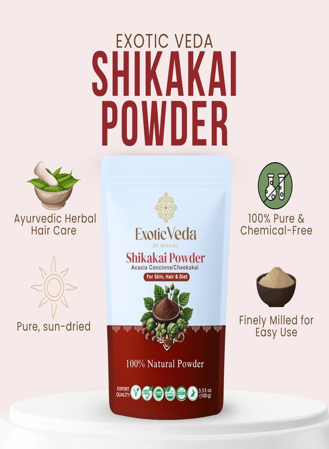 Exotic Veda Shikakai Powder 100% Pure & Natural – Chemical-Free Ayurvedic Hair Cleanser & Conditioner – Nourishes Hair, Improves Shine, Smoothness & Scalp Care – Safe for All Hair Types – 100g - Image 2