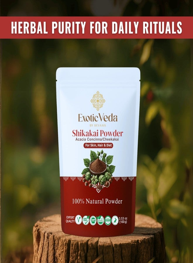Exotic Veda Shikakai Powder 100% Pure & Natural – Chemical-Free Ayurvedic Hair Cleanser & Conditioner – Nourishes Hair, Improves Shine, Smoothness & Scalp Care – Safe for All Hair Types – 100g - Image 4