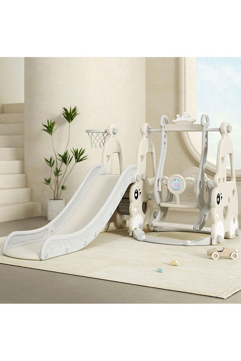 5-in-1 Toddler Slide & Swing Set – Indoor Playground with Basketball Hoop, Music Box & Climber for Kids Ages 1-3 | Baby Freestanding Playset - Image 1