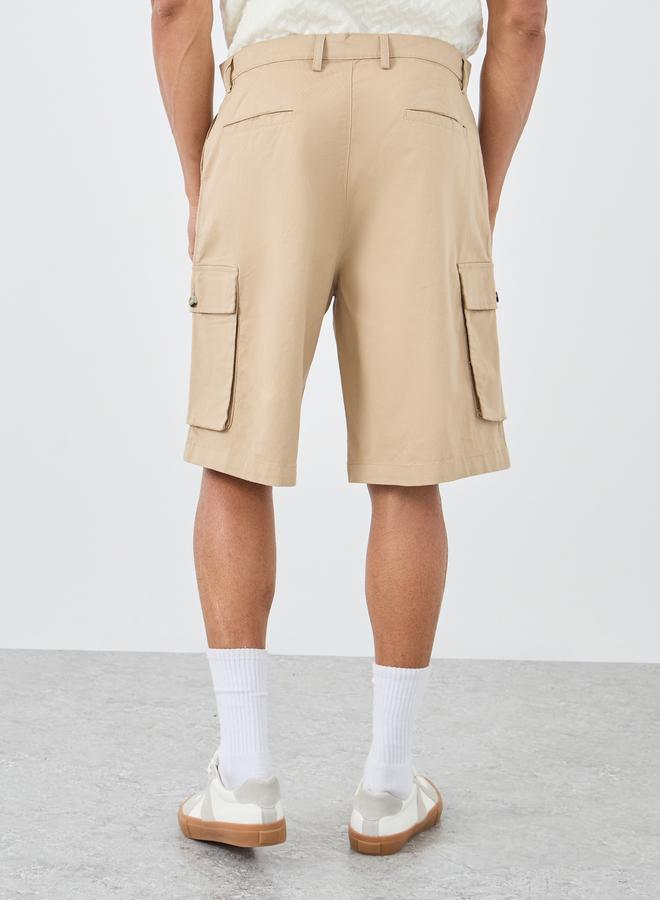 Styli Regular Fit Canvas Cargo Shorts - Image 4