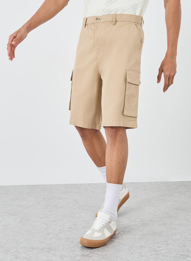 Styli Regular Fit Canvas Cargo Shorts - Image 1