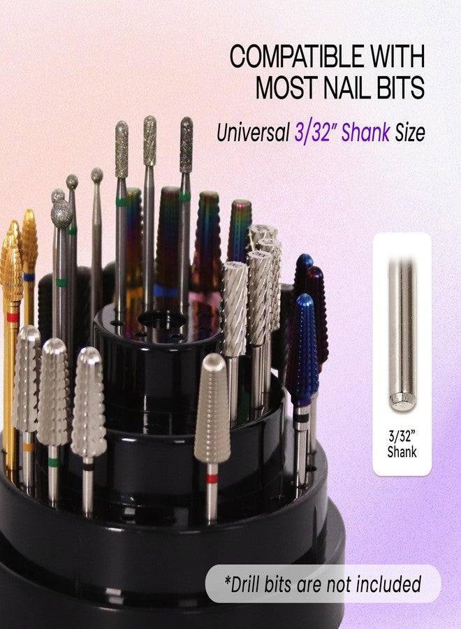 PANA Round Cake Tier Nail Drill Bit Holder Display Organizer Case - Dustproof Carbide Bit Storage Container Box For Manicure Tools Nail Salon - 48 Holes Gold (Drill Bits Not Included) - Image 4