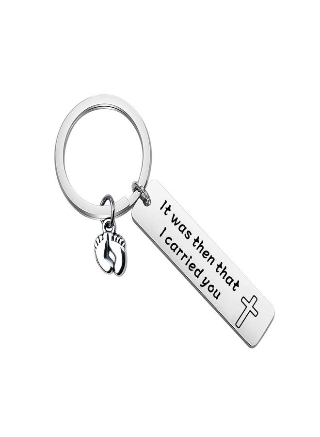 BNQL It was Then That I Carried You Bracelet Keychain with Footprints Charm (keychain) - Image 1