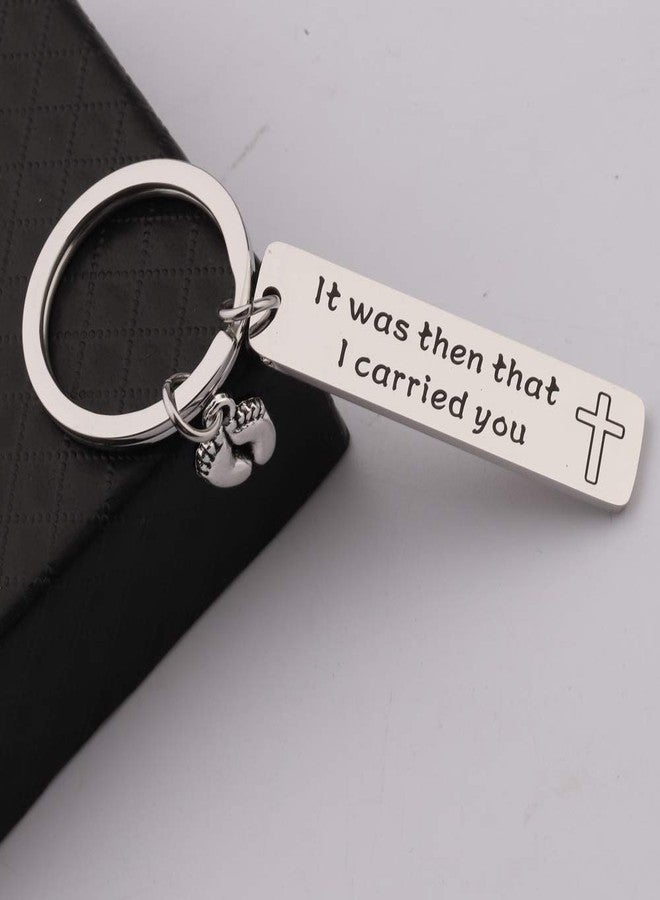 BNQL It was Then That I Carried You Bracelet Keychain with Footprints Charm (keychain) - Image 3