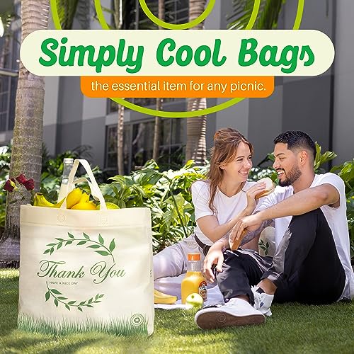 Simply Cool 50 Pack Reusable Thank You-Have a Nice Day Eco-Friendly Large Grocery Shopping Bags 14.5"x14"x6.6" Durable, Recyclable, Washable, Foldable Tote Bags Bulk - Image 4
