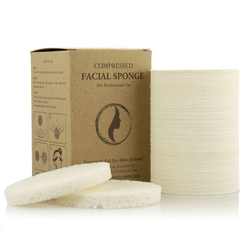 Appearus Natural Cellulose Facial Sponges â€“ 100 Pack (Compressed) â€“ Professional Spa Facial Sponge Pads for Cleansing, Exfoliating, Makeup Removal â€“ White â€“ Gentle on Sensitive Skin - Image 1