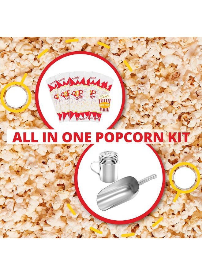 VEEBOOST Popcorn Machine Supplies Set, 100 Popcorn Bags (1 oz. Paragon 1029), 1-12 oz. Popcorn Scoop, 1-10 oz. Popcorn Season Salt Shaker - Image 3