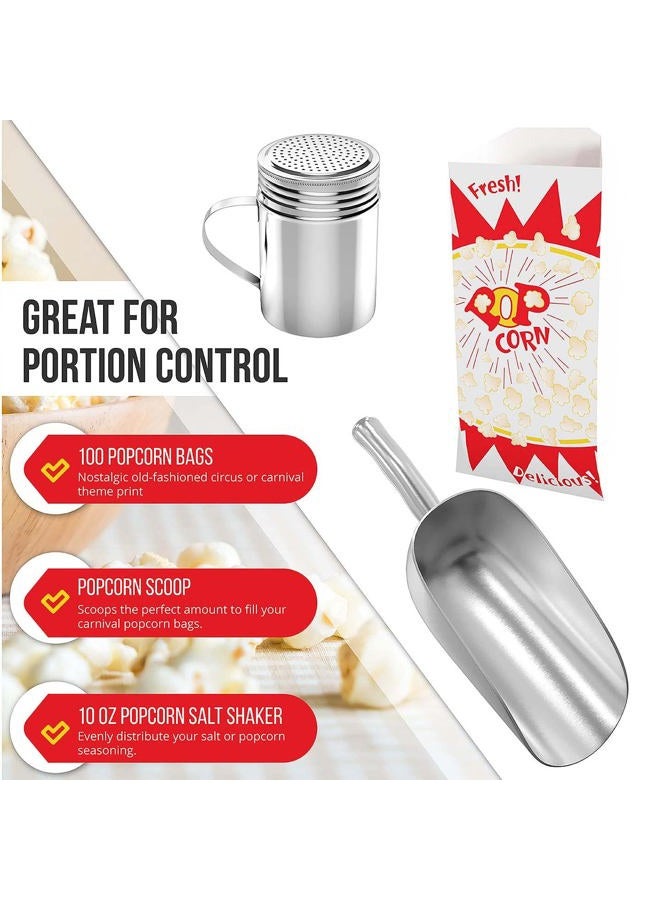 VEEBOOST Popcorn Machine Supplies Set, 100 Popcorn Bags (1 oz. Paragon 1029), 1-12 oz. Popcorn Scoop, 1-10 oz. Popcorn Season Salt Shaker - Image 4