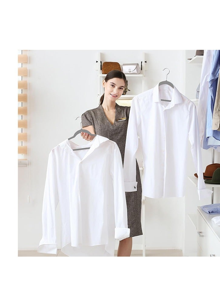 50 Gray Non-Slip Flocking Hangers, Sturdy Hangers, Heavy-Duty Hangers, Durable Ultra-Thin, Saving Closet Space  - Image 3