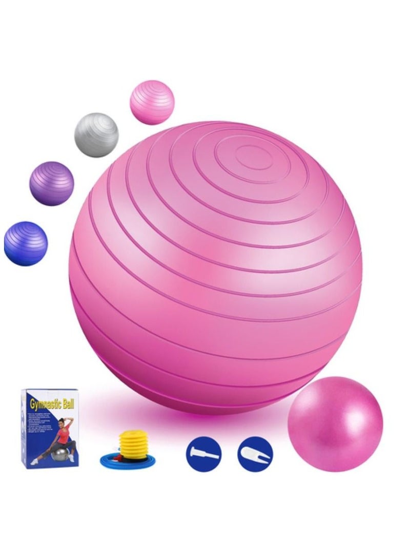 H PRO Yoga Fitness Pilates Ball with Quick Pump, Anti-Burst and Slip Resistant Workout Balance for Home Gym - Pink - Image 1