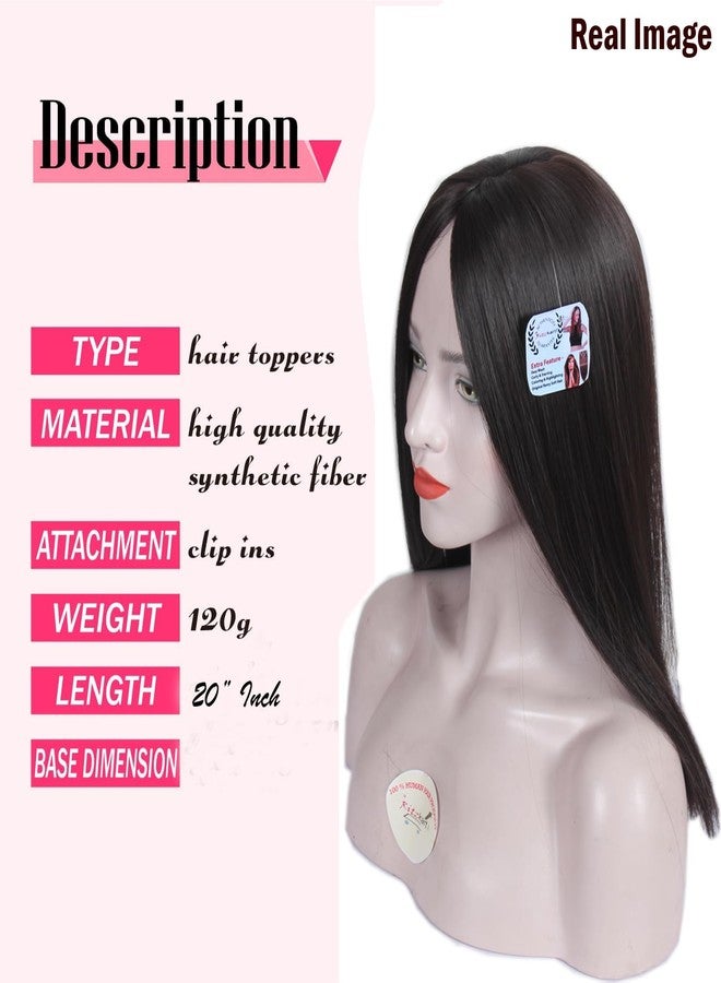 ريتزكارت وصلة شعر صناعية مستقيمة من ريتزكارت بطول 20 بوصة، مقاس 5x4 بوصة، لون بني داكن، للنساء ذوات الشعر الخفيف. - Image 2