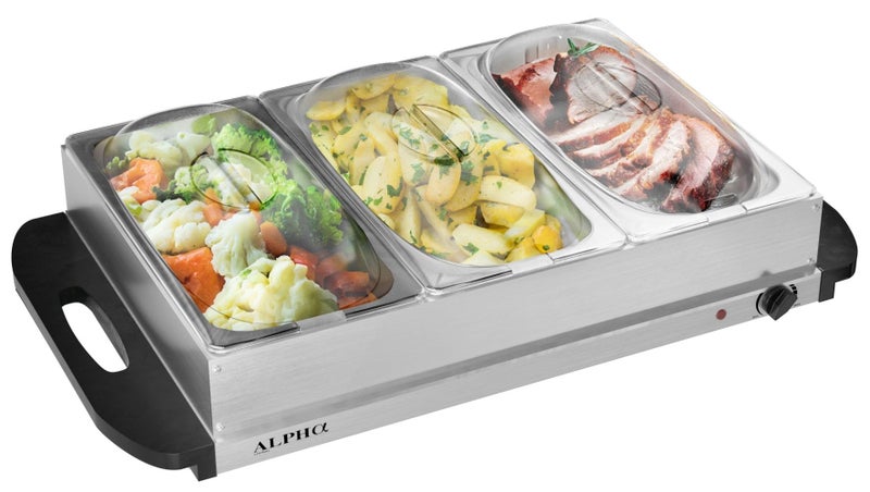 Alpha Living 3x25 QT Food Warmers for Parties Buffet Servers and Warmers  Premium Catering Supplies Buffet Display  Stainless Steel Electric Food Warmers with Temperature Control