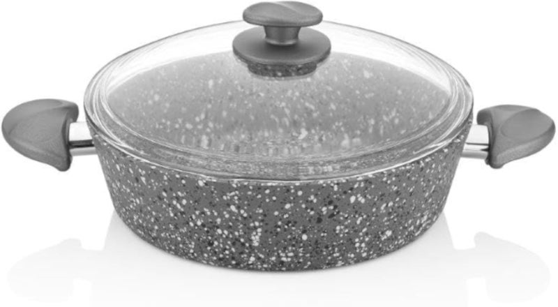 متجر الطبيعة - طاجن مسطح 28 سم - موقد غاز رمادي - صنع في تركيا