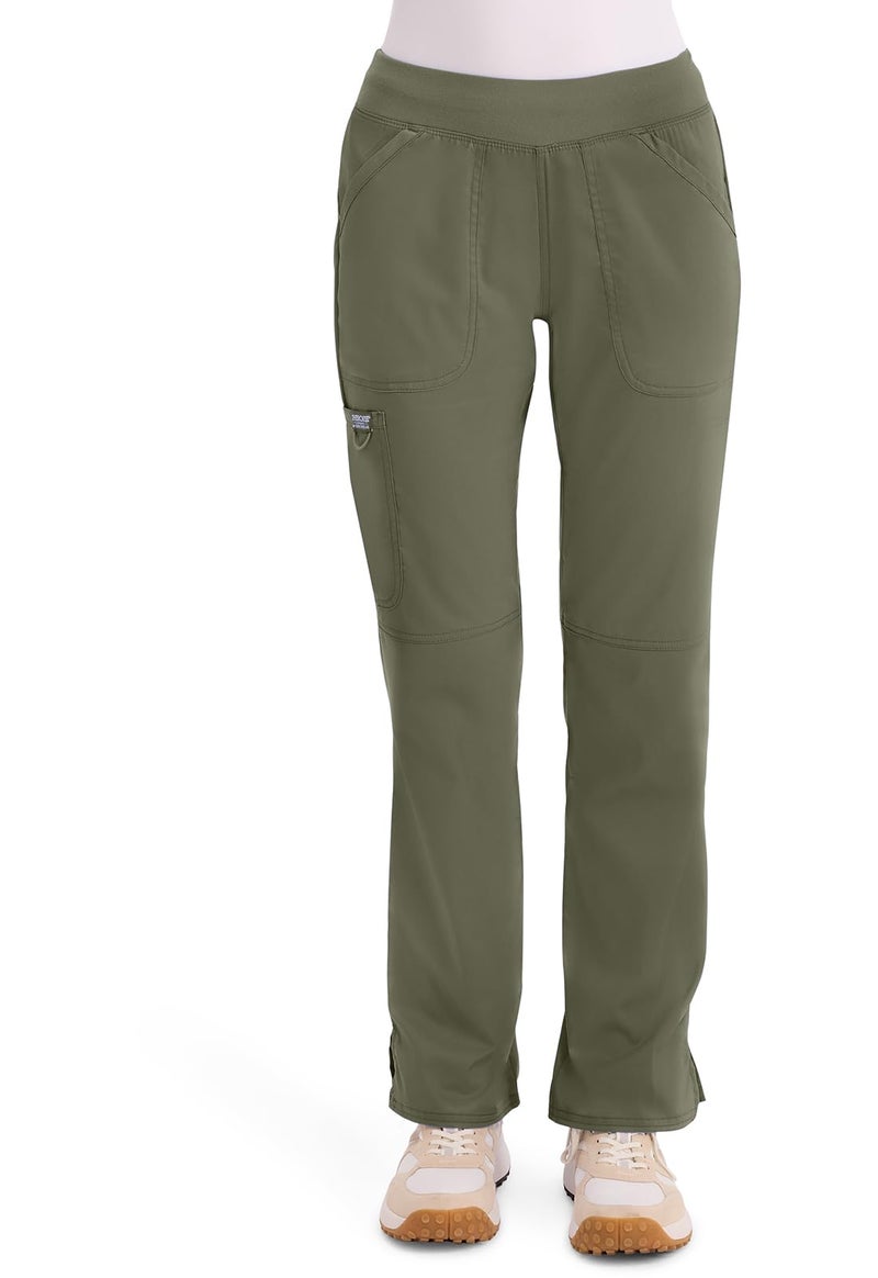 Cherokee Women Scrub Pant with Straight Leg Pullon Pant Medical Bottom with 4 Pocket 2Way Stretch Fabric WW110 S Olive