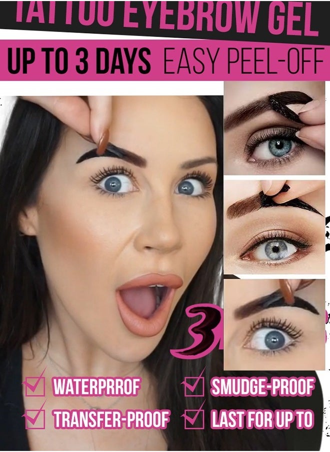 DNMBeauty Tattoo Brow - UP TO 3 Days,Easy Peel Off Tint, Long Lasting Peel Off Tattoo Brow Gel Peel Off Tint Eyebrow Gel with Mascara Brush and Three Eyebrow Shapes, Natural Color #01 Dark Gray  - Image 3