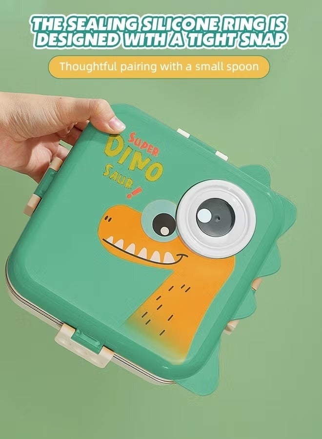 Stainless Steel Baby Toddler Bento Box - Lunch & Snack Container with Lid, Sauce Cup & Spoon for School, Travel & Home (Green) - Image 5
