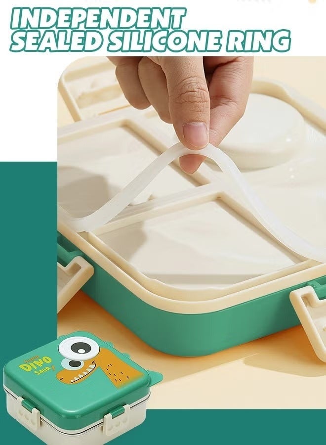Stainless Steel Baby Toddler Bento Box - Lunch & Snack Container with Lid, Sauce Cup & Spoon for School, Travel & Home (Green) - Image 3