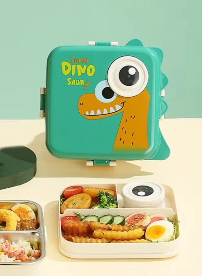 Stainless Steel Baby Toddler Bento Box - Lunch & Snack Container with Lid, Sauce Cup & Spoon for School, Travel & Home (Green) - Image 1