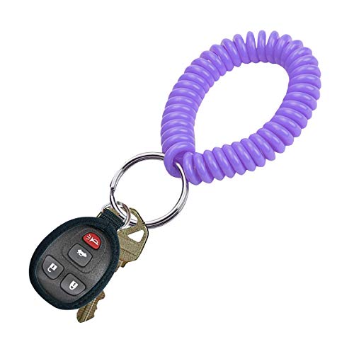 Lucky Line 2” Spiral Wrist Coil with Steel Key Ring, Flexible Wrist Band Key Chain Bracelet, Stretches To 12”, Purple, 5 Pack (4106505) - Image 4