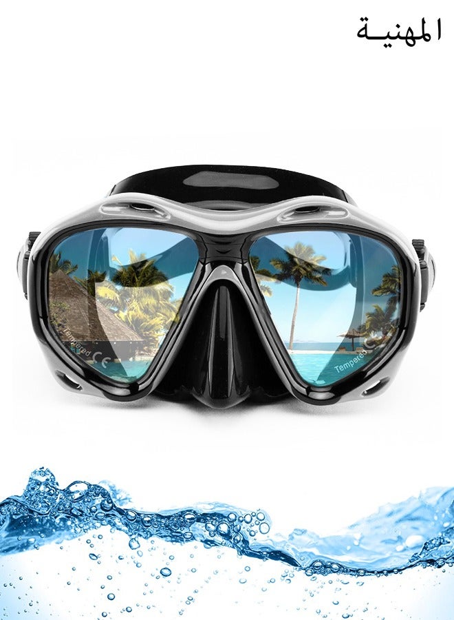 Whale Snorkel Diving Mask, Panoramic HD Swim Mask, Anti-Fog Scuba Diving Goggles, Silicone Skirt Tempered Glass Dive Mask Adult Youth Swim Goggles with Nose Cover for Diving, Snorkeling, Swimming - Image 1