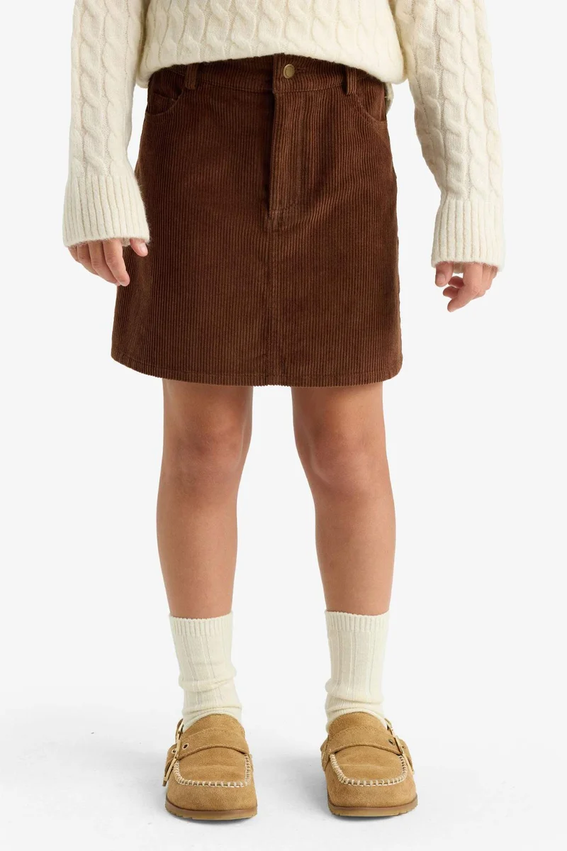 ديفاكتو Girl Cotton Corduroy Skirt