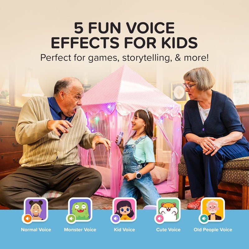 myFirst Voice 2 Microphone for Kids | Wireless Portable Karaoke & Singing Mic with Clear Sound, Fun Voice Effects & Rechargeable Battery, Lightweight Design – Perfect Karaoke Accessory - Pink - Image 3