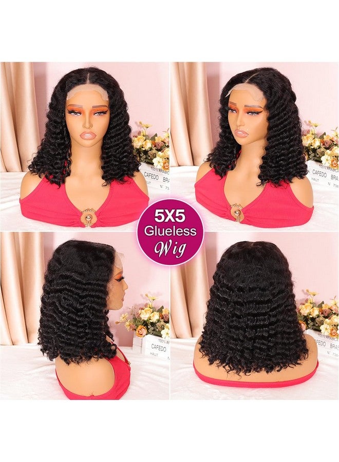 Ailwelia Deep Wave Bob Wig Human Hair 200% Density 5X5 Hd Lace Closure Wigs Human Hair Bob Wigs For Black Women Human Hair Wear And Go Glueless Wigs Curly Bob Wig Human Hair Wig Deep Wave Wig 14 Inch - Image 4