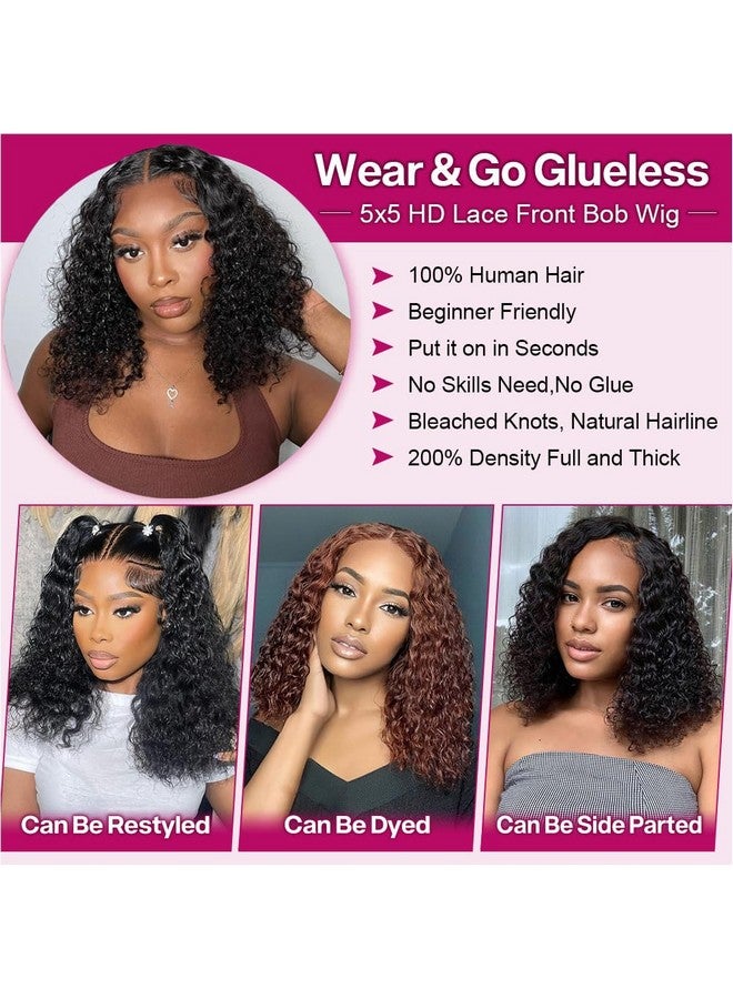Ailwelia Deep Wave Bob Wig Human Hair 200% Density 5X5 Hd Lace Closure Wigs Human Hair Bob Wigs For Black Women Human Hair Wear And Go Glueless Wigs Curly Bob Wig Human Hair Wig Deep Wave Wig 14 Inch - Image 3
