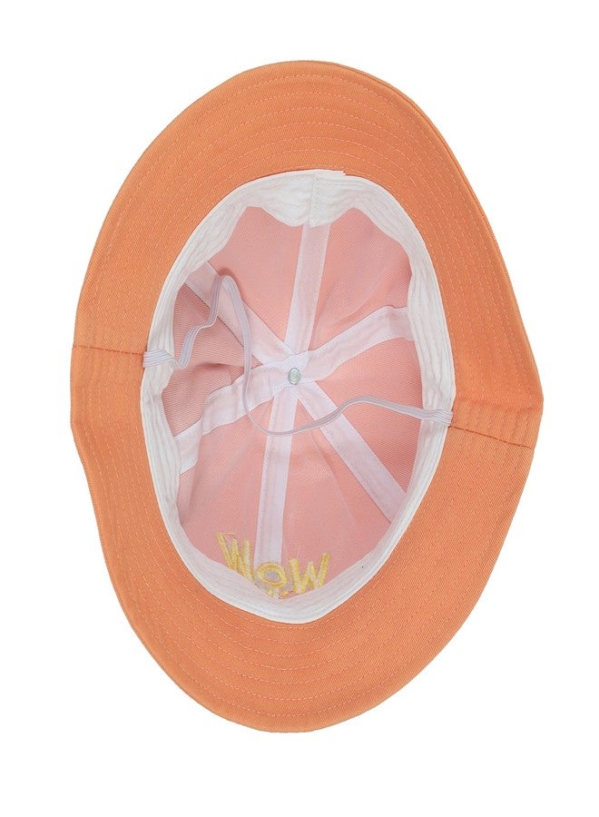 FabSeasons Kids Cotton Bucket Cap/Hat for Boys and Girls, for Sun Protection with Inner Elastic, fits for 3-8 Years (54 cm-Circumference) (Light Orange) - Image 3