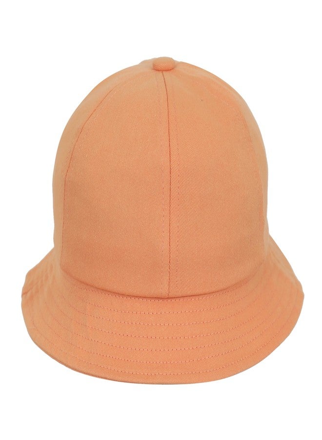 FabSeasons Kids Cotton Bucket Cap/Hat for Boys and Girls, for Sun Protection with Inner Elastic, fits for 3-8 Years (54 cm-Circumference) (Light Orange) - Image 2